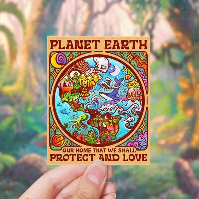 Planeta Tierra, Protege y Ama - Pegatinas