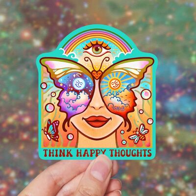 Think Happy Thoughts - Pegatinas