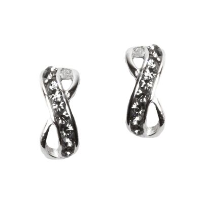 Clous d'oreilles Infinity en argent 925 diamant noir