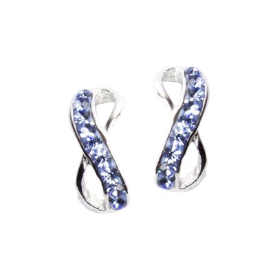 Ear studs Infinity 925 silver light sapphire