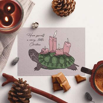 Carte postale Couronne de l'Avent Tortue de Noël 3