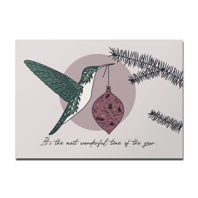 Boule de Noël colibri carte postale