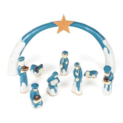 HANDMADE WOODEN NATIVITY ARCH 9 PIECES