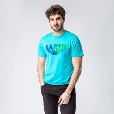 T-shirt in cotone organico turchese Amahau. Prodotto del commercio equo e solidale