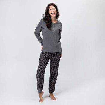 Pyjama Gris Fusa Check en Coton Bio 4
