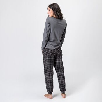 Pyjama Gris Fusa Check en Coton Bio 5