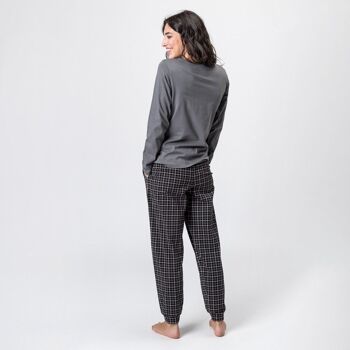Pyjama Gris Fusa Check en Coton Bio 2