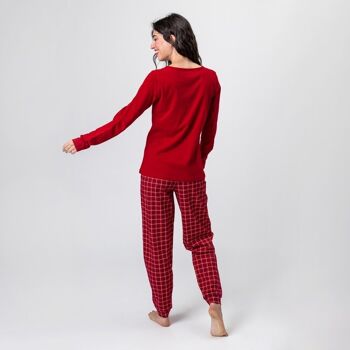 Pyjama en coton biologique à carreaux Fusa rouge 5