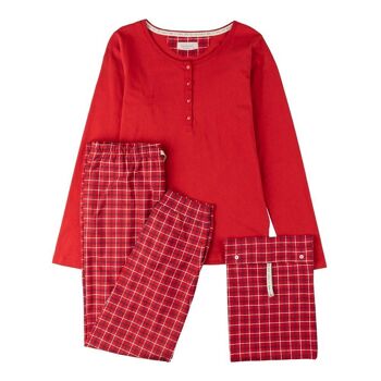 Pyjama en coton biologique à carreaux Fusa rouge 6