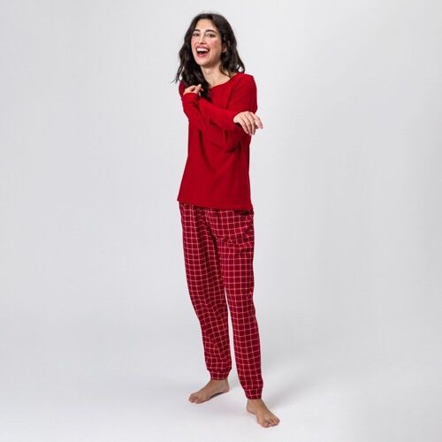 Pijama Algodón Orgánico Fusa Checks rojo