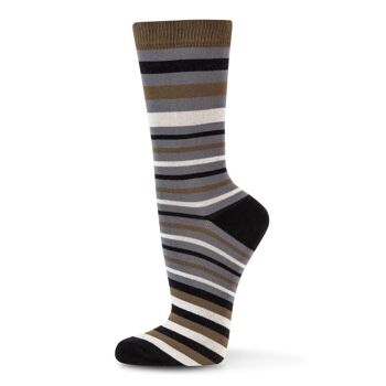 CHAUSSETTES EN COTON BIOLOGIQUE MULTICOLORE À RAYURES GRIS 35-38 2