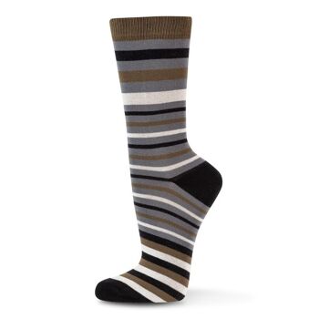 CHAUSSETTES EN COTON BIOLOGIQUE MULTICOLORE À RAYURES GRIS 35-38 1