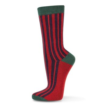 CHAUSSETTES EN COTON BIOLOGIQUE VERALUNA STRP VERTICAL ROUGE 2