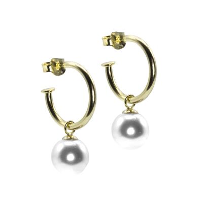 Creole 925 silver gold plated with white pearl