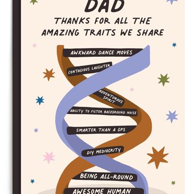 Tarjeta del papá del ADN | Tarjeta Día del Padre | Tarjeta de cumpleaños del papá de la ciencia