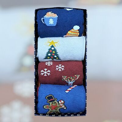 Coffret cadeau 41/46 - 4 paires de chaussettes de Noël