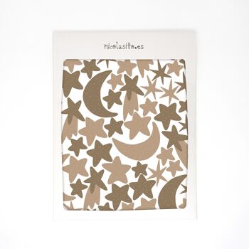 Sticker mural Etoiles et Lunes Taupe 2