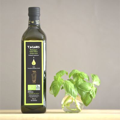 Aceite de oliva orgánico Tagaris 750 ml - Temporada 2024/2025 - 100 % aceite griego