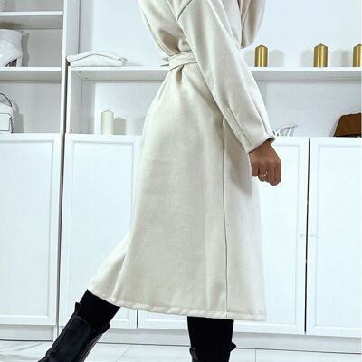 LONG MANTEAU BEIGE AVEC CEINTURE ET POCHES