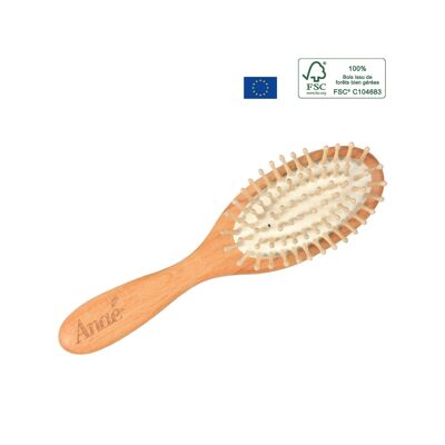 Hair brush - wood and wooden pins - 18cm