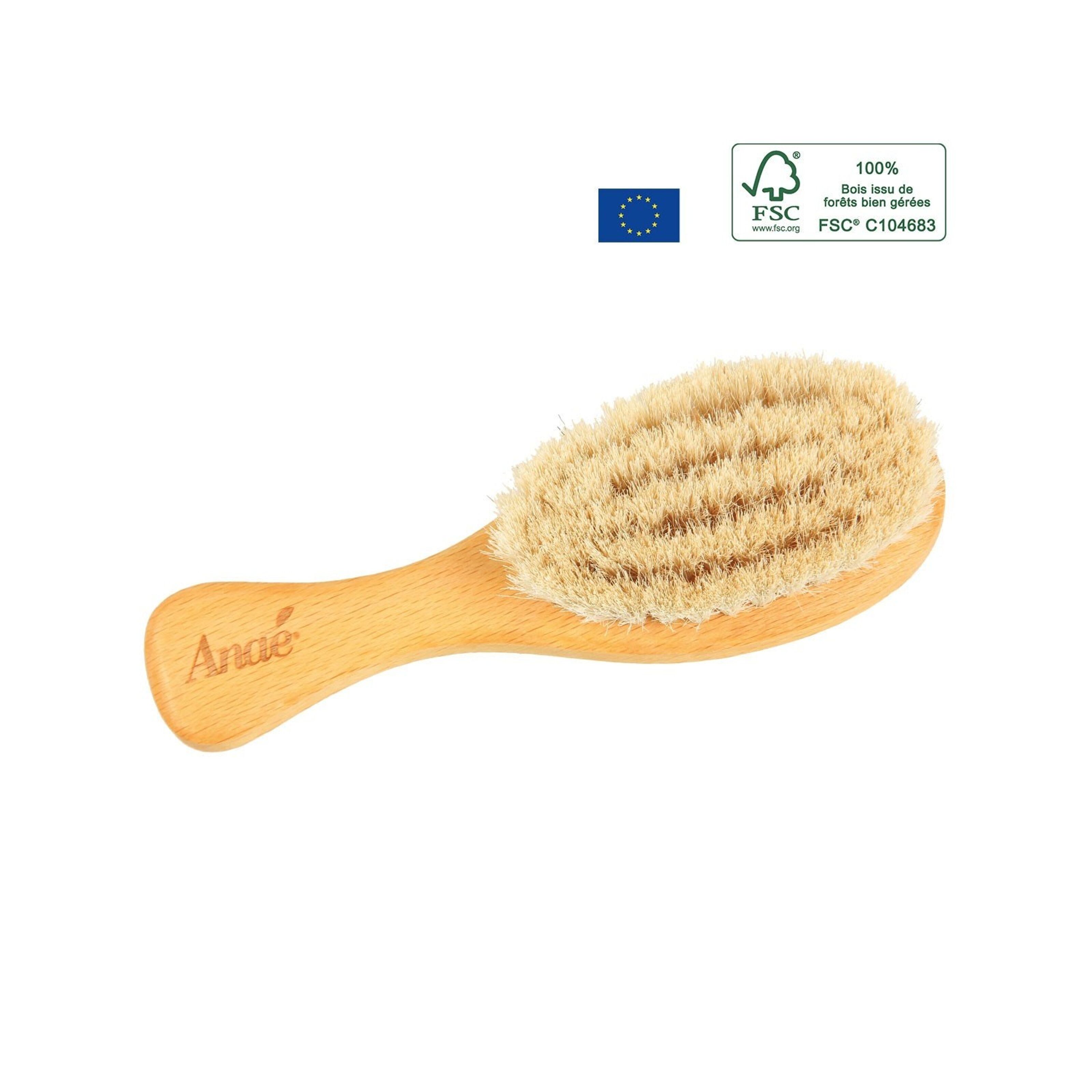 ANAE Brosse à Cheveux Bébé - Hêtre FSC et Poils de Chèvre - 13 cm