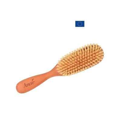 Oblong hair brush - pear wood and natural bristles