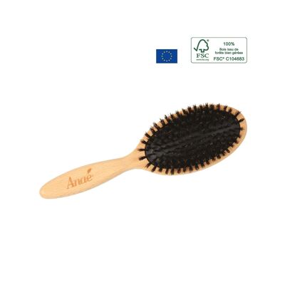 Flat hairbrush - wood and boar bristles A