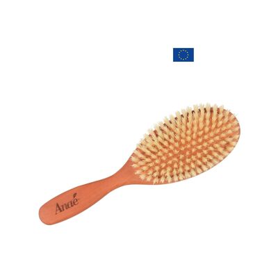 Flat hair brush - pear wood and natural bristles