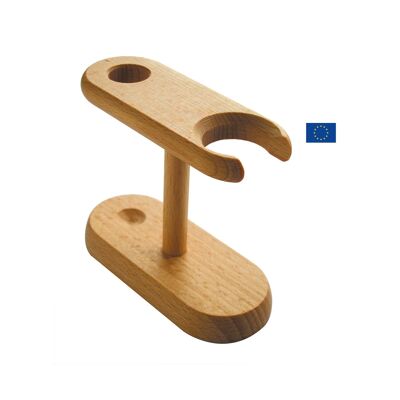 Shaving brush and razor holder in FSC certified beech wood