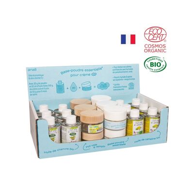 Expositor de cremas faciales - base polvo + aceites orgánicos
