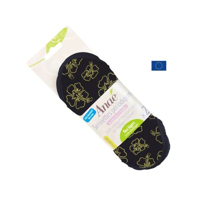 Washable Sanitary Napkins (2 Pack) - Light Flow - Hibiscus Pattern