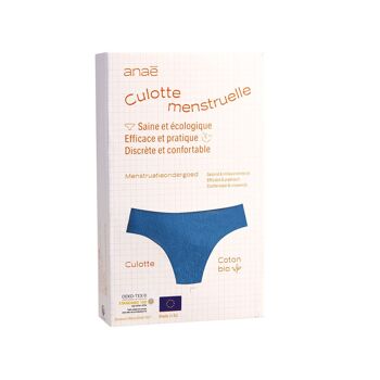 Culotte menstruelle flux modéré bleue corsaire/bordeaux 2