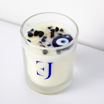 EJ evil eye candle with crystals