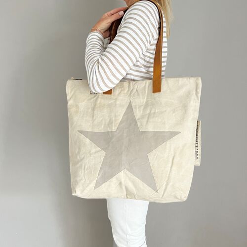 Shopperbag (canvas) star taupe