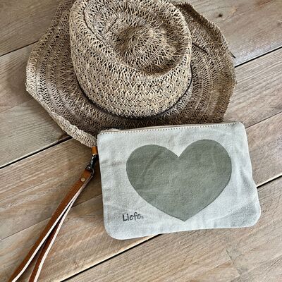 Pochette coeur olive