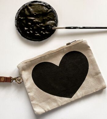 Pochette (toile) coeur noir NEUF 2