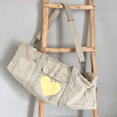 Yoga/SportsBag heart yellow (vintage light canvas) NEW color