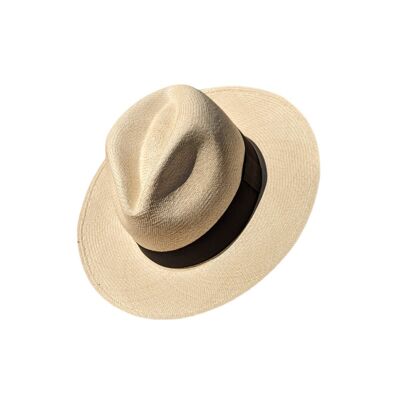 Chapeau Panama Homme – Femme - Couleur naturelle avec bande noire - S