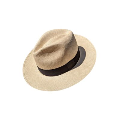 Chapeau Panama Homme – Femme - Couleur naturelle avec bande noire - XS