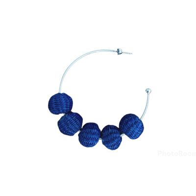 Boucles d'oreilles - 5 perles - Acier inoxydable - Bleu foncé