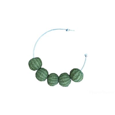 Boucles d'oreilles - 5 perles - Acier inoxydable - Vert Olive