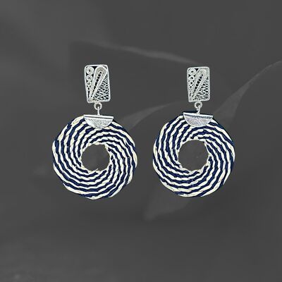 Boucles d'oreilles argent Anna - Bleu foncé