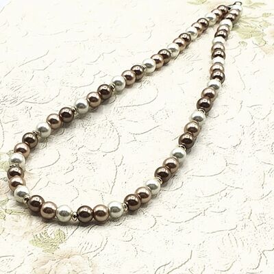 Chain Marcy glass wax pearls brown tones