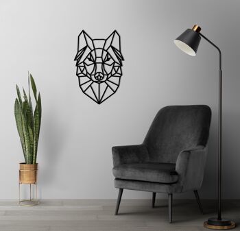 Tête de loup géométrique en bois, différentes couleurs, maison en bois et décoration murale, figure minimaliste et moderne Art déco 5