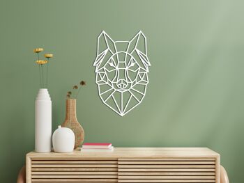 Tête de loup géométrique en bois, différentes couleurs, maison en bois et décoration murale, figure minimaliste et moderne Art déco 2