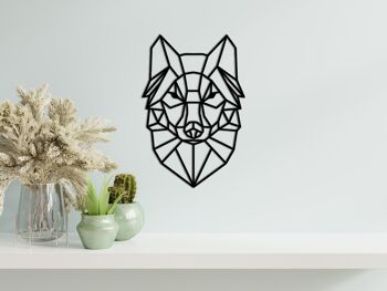 Tête de loup géométrique en bois, différentes couleurs, maison en bois et décoration murale, figure minimaliste et moderne Art déco 3