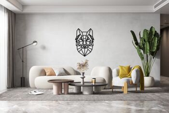 Tête de loup géométrique en bois, différentes couleurs, maison en bois et décoration murale, figure minimaliste et moderne Art déco 4