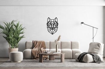 Tête de loup géométrique en bois, différentes couleurs, maison en bois et décoration murale, figure minimaliste et moderne Art déco 6