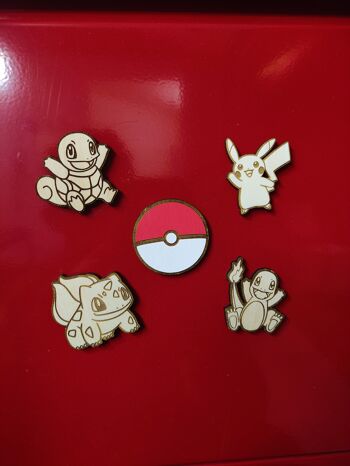 Lot de 5 aimants de réfrigérateur en bois Pokémon, Pikachu, Charmander, Squirtle, Bulbasaur Poké Ball, Super Neodymium Magnet, Kitchen Decor, Cadeau personnalisé 4