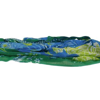 Etole foulard écharpe en laine imprimée motif tigre, girafe et singes, Safari vert bleu 4